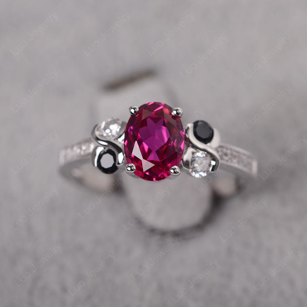 Oval Cut Ruby Infinity Stone Ring - LUO Jewelry