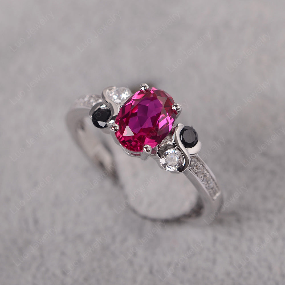 Oval Cut Ruby Infinity Stone Ring - LUO Jewelry