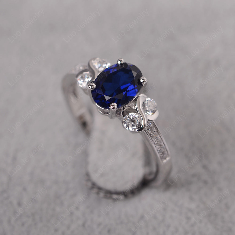 Oval Cut Lab Sapphire Infinity Stone Ring - LUO Jewelry