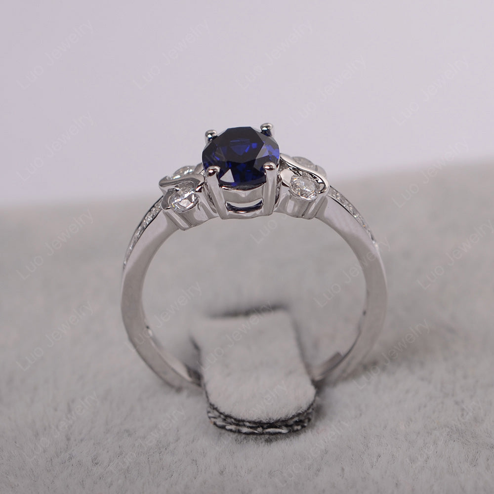 Oval Cut Lab Sapphire Infinity Stone Ring - LUO Jewelry