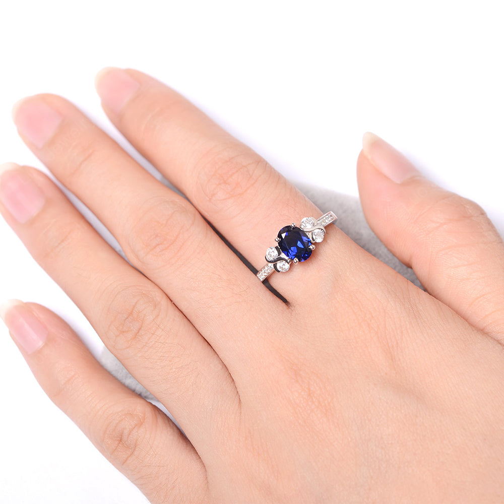 Oval Cut Lab Sapphire Infinity Stone Ring - LUO Jewelry