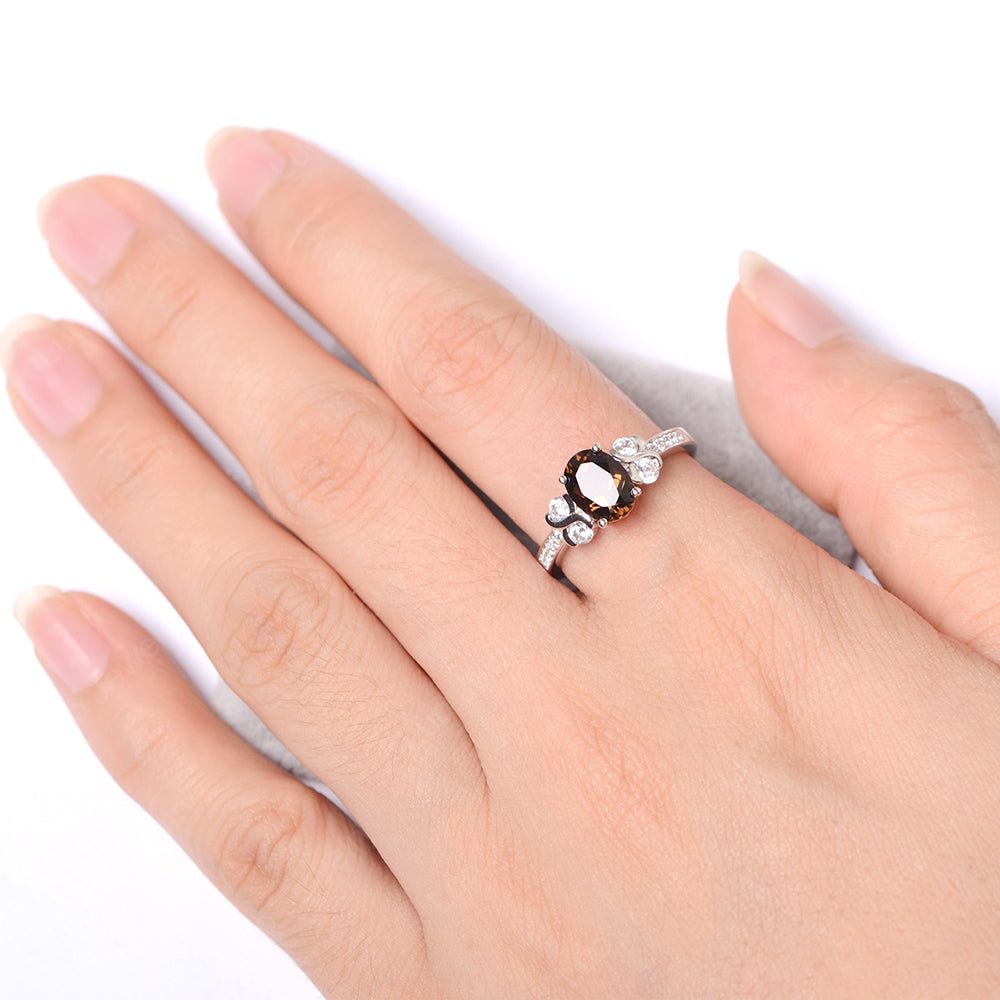 Oval Cut Smoky Quartz  Infinity Stone Ring - LUO Jewelry