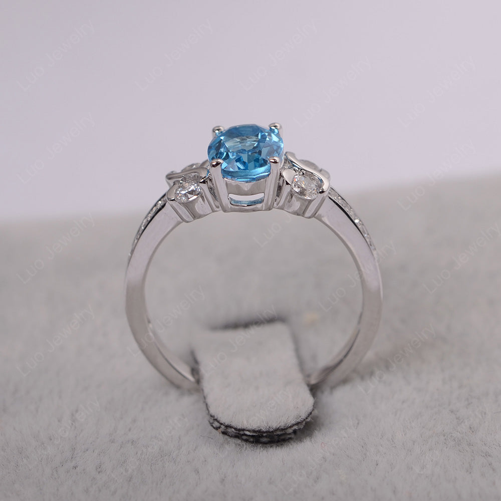 Oval Cut Swiss Blue Topaz Infinity Stone Ring - LUO Jewelry