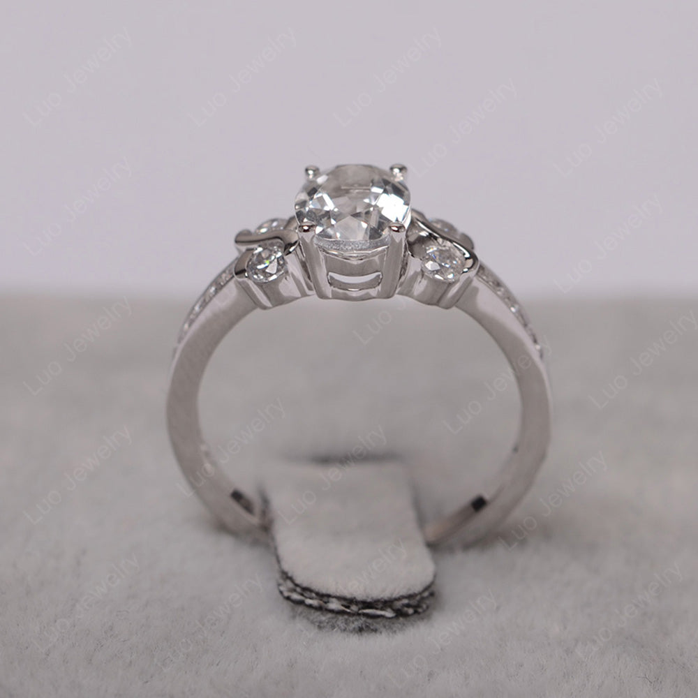 Oval Cut White Topaz Infinity Stone Ring - LUO Jewelry