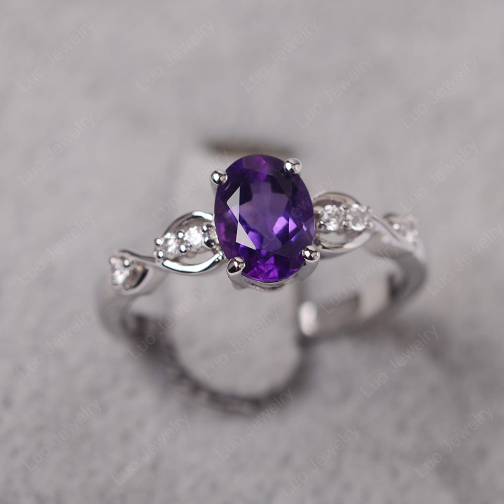 Amethyst Ring Oval Cut Engagement Ring - LUO Jewelry