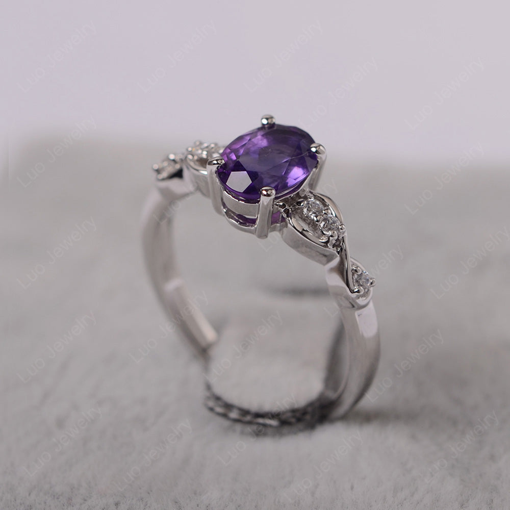 Amethyst Ring Oval Cut Engagement Ring - LUO Jewelry