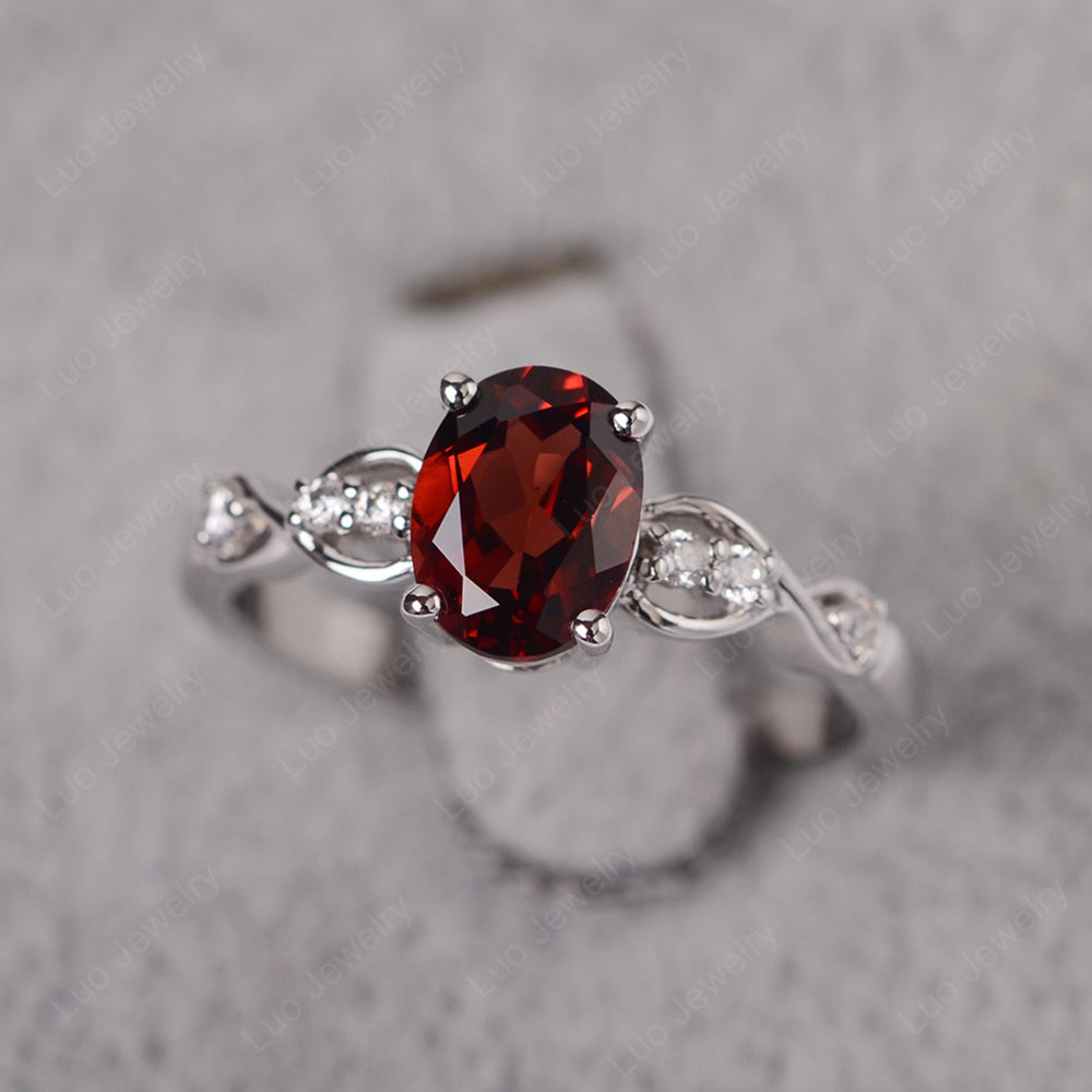 Garnet Ring Oval Cut Engagement Ring - LUO Jewelry