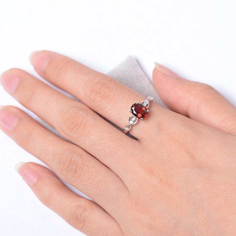 Garnet Ring Oval Cut Engagement Ring - LUO Jewelry