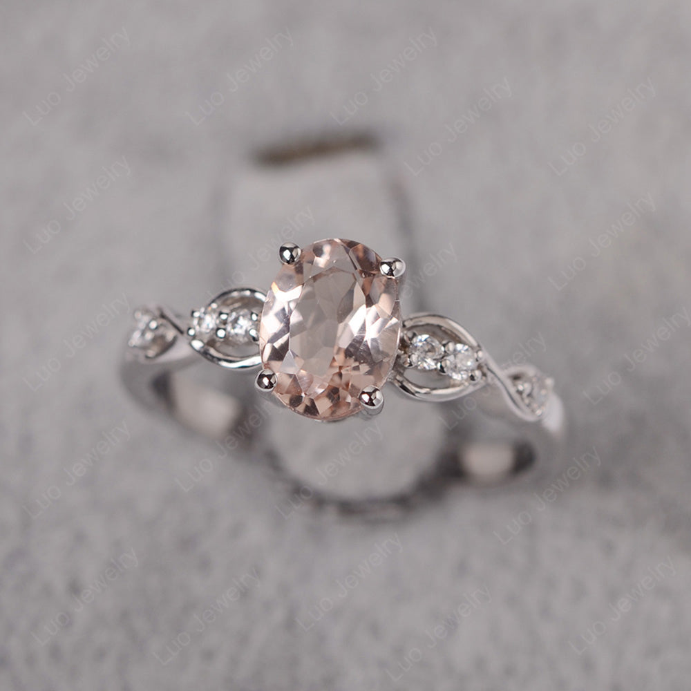 Morganite Ring Oval Cut Engagement Ring - LUO Jewelry