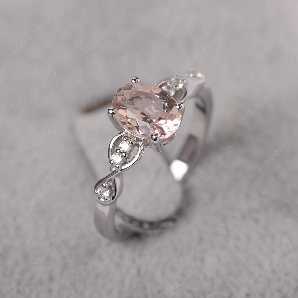 Morganite Ring Oval Cut Engagement Ring - LUO Jewelry