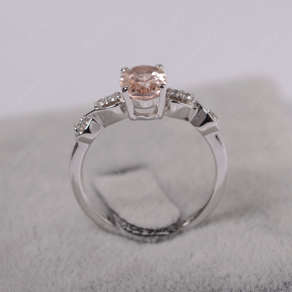 Morganite Ring Oval Cut Engagement Ring - LUO Jewelry