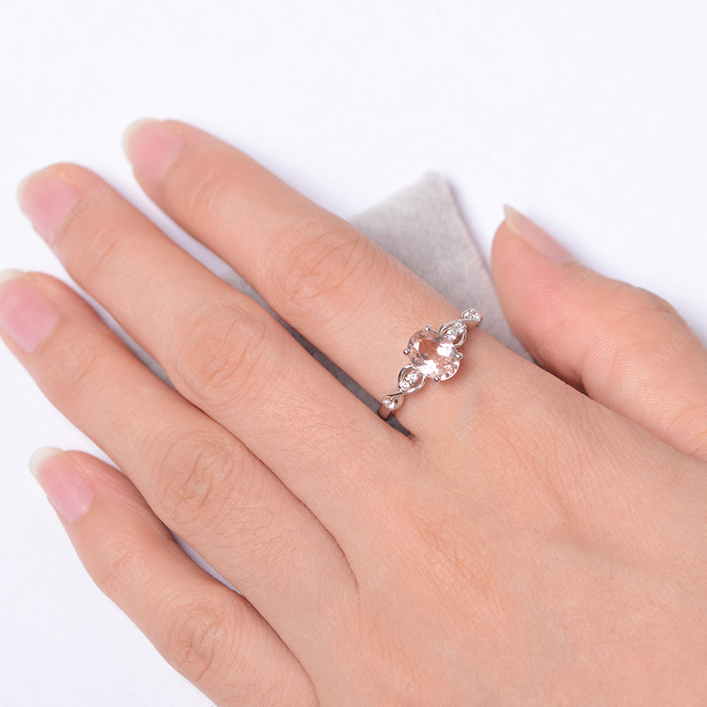 Morganite Ring Oval Cut Engagement Ring - LUO Jewelry