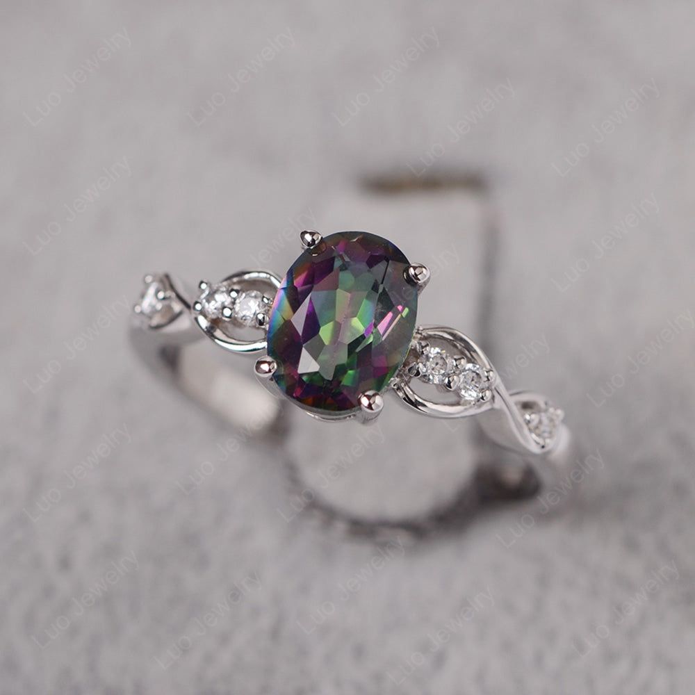 Mystic Topaz Ring Oval Cut Engagement Ring - LUO Jewelry