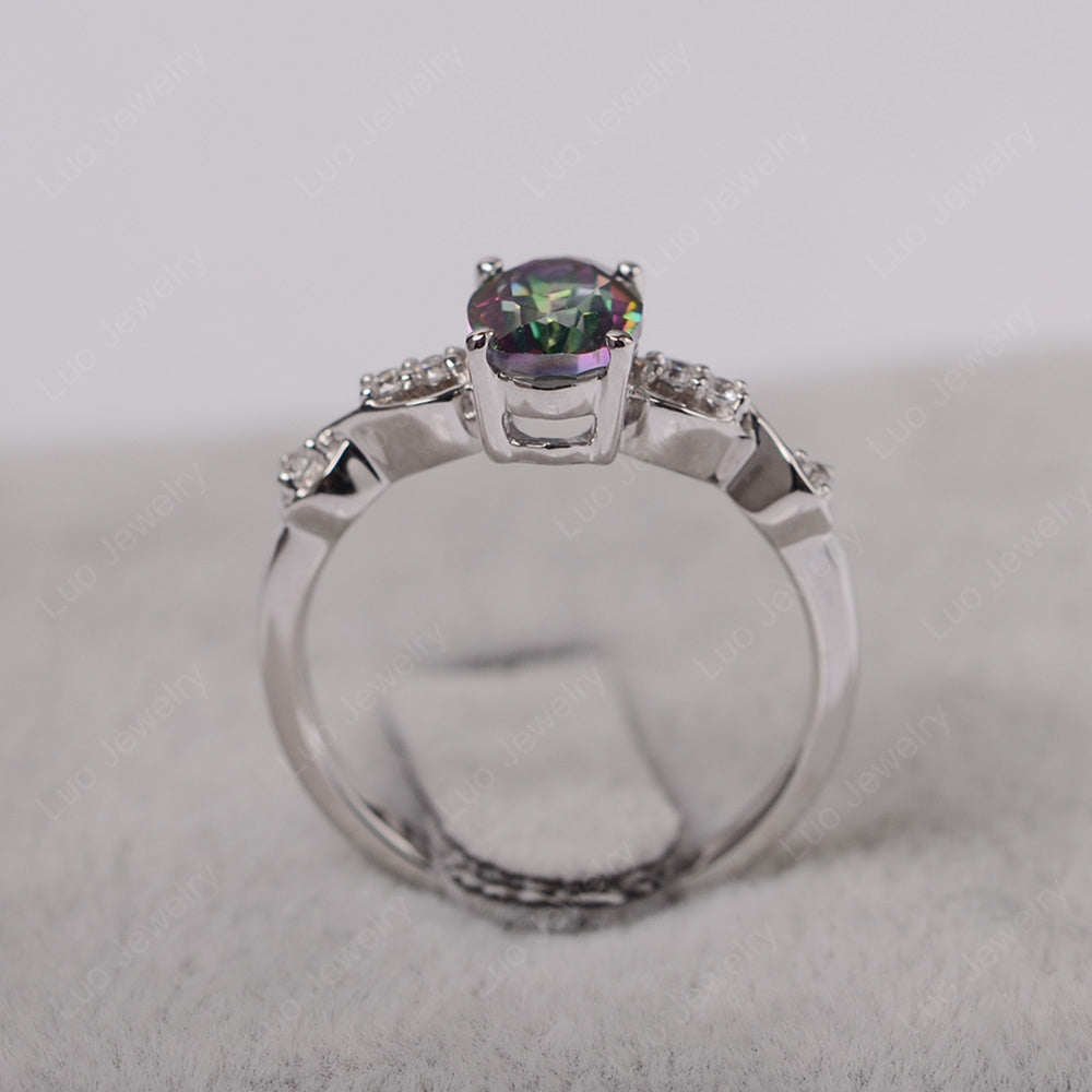 Mystic Topaz Ring Oval Cut Engagement Ring - LUO Jewelry