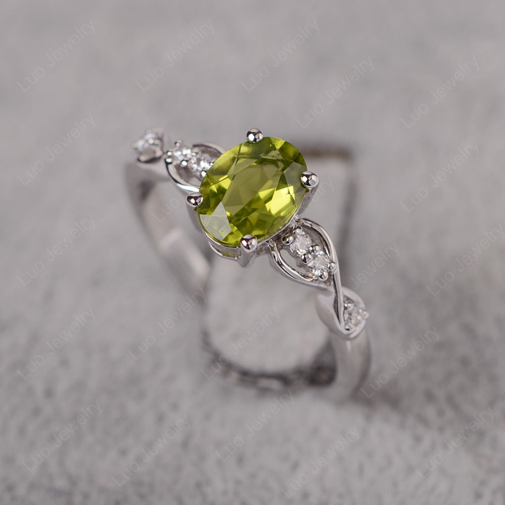 Peridot Ring Oval Cut Engagement Ring - LUO Jewelry