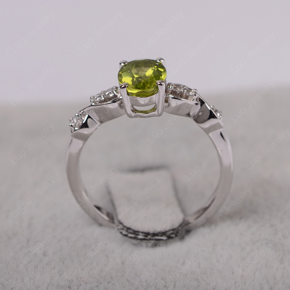 Peridot Ring Oval Cut Engagement Ring - LUO Jewelry