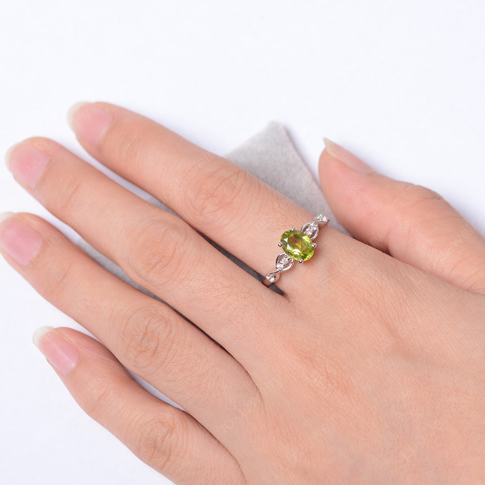 Peridot Ring Oval Cut Engagement Ring - LUO Jewelry