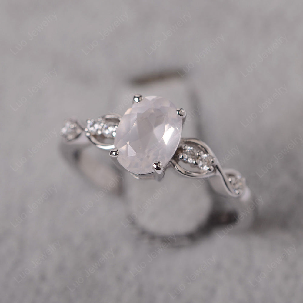 Rose Quartz Ring Oval Cut Engagement Ring - LUO Jewelry