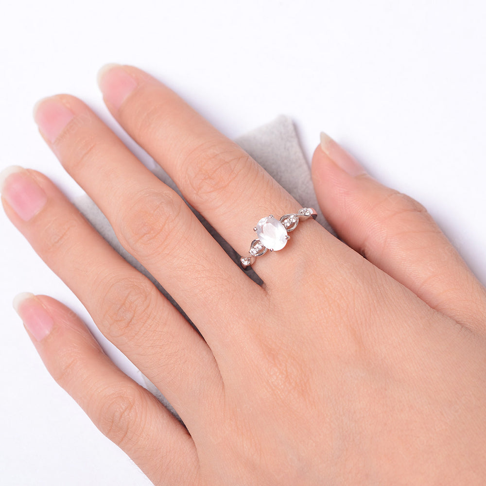 Rose Quartz Ring Oval Cut Engagement Ring - LUO Jewelry