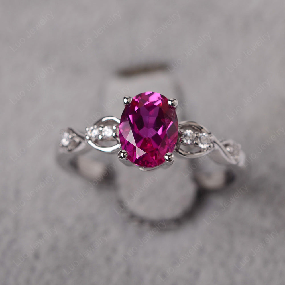 Ruby Ring Oval Cut Engagement Ring - LUO Jewelry