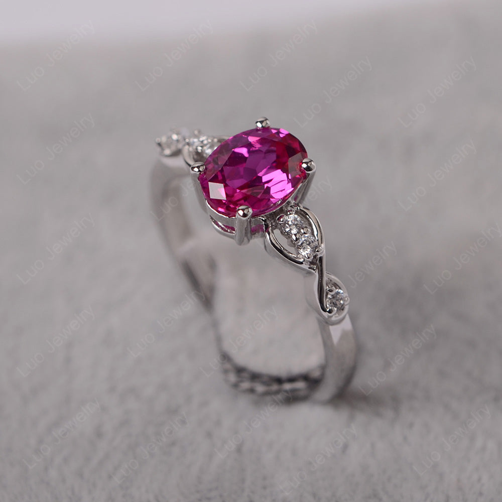 Ruby Ring Oval Cut Engagement Ring - LUO Jewelry