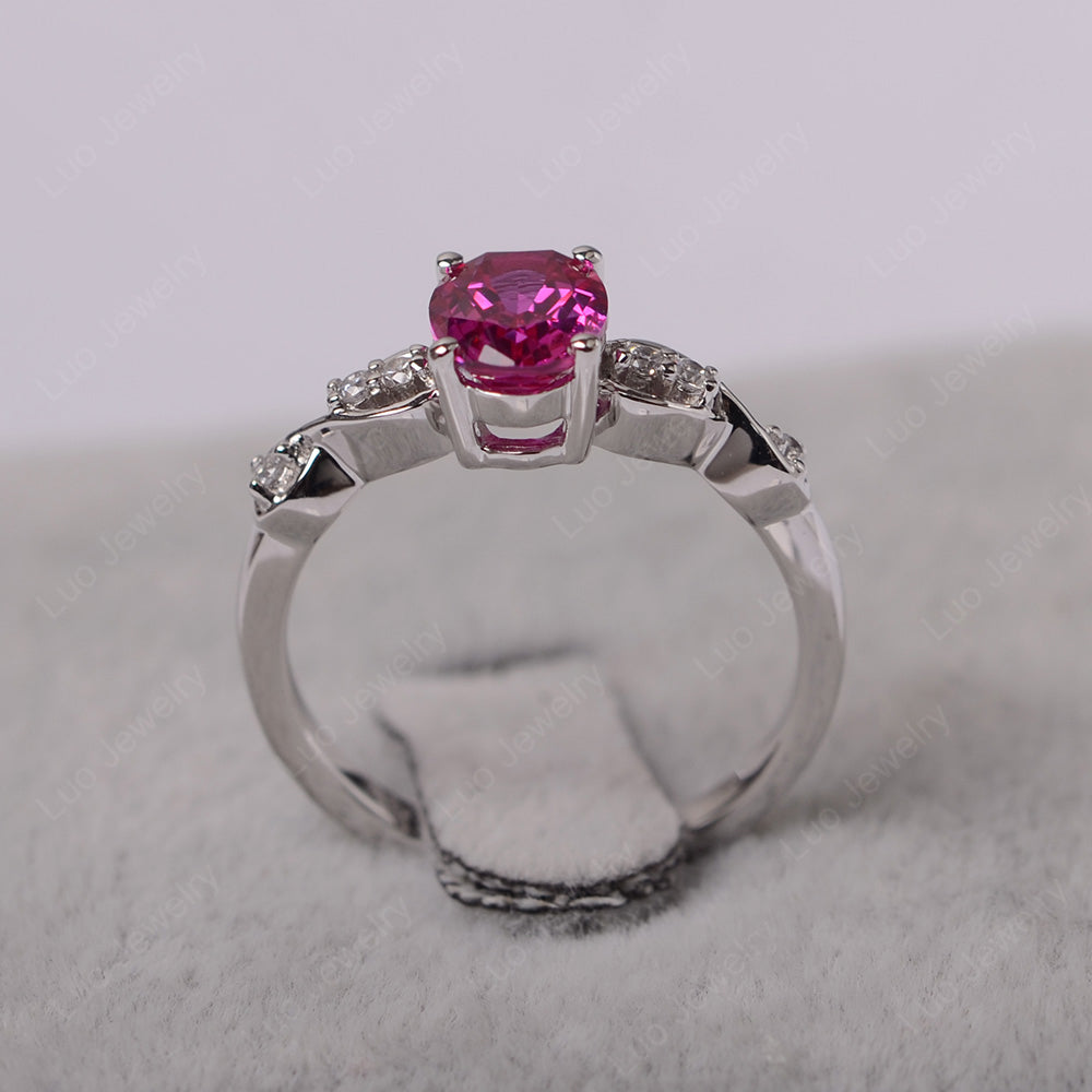 Ruby Ring Oval Cut Engagement Ring - LUO Jewelry