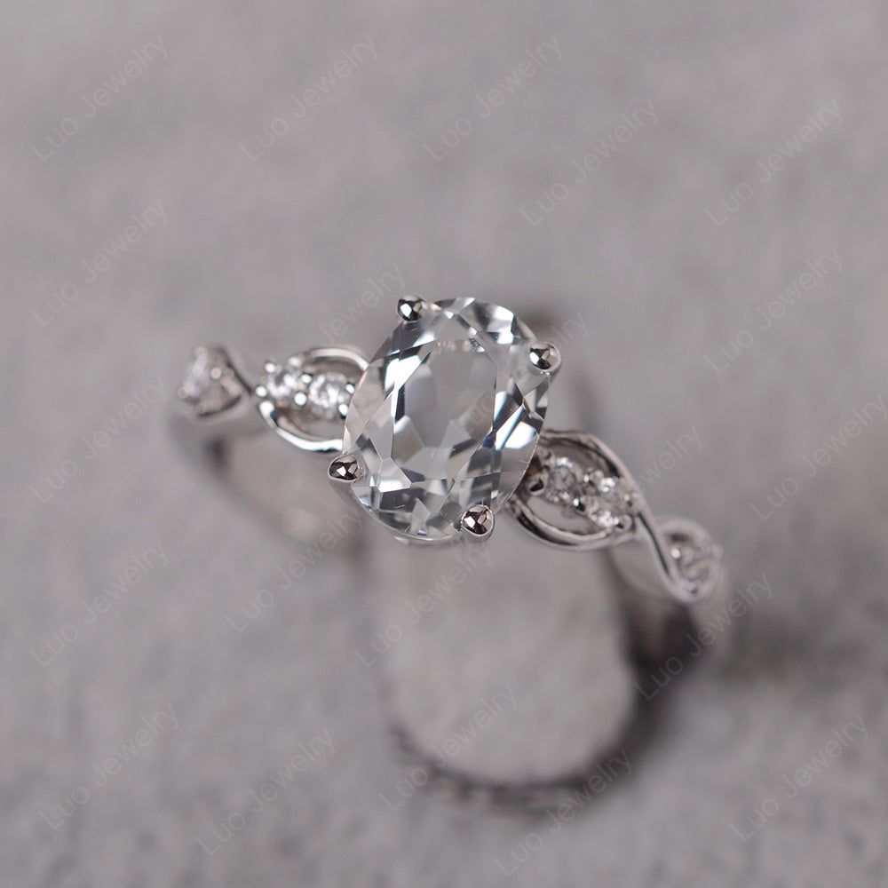 White Topaz Ring Oval Cut Engagement Ring - LUO Jewelry