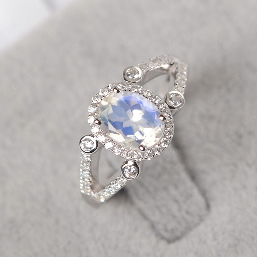 Oval Moonstone Art Deco Engagement Ring Gold - LUO Jewelry