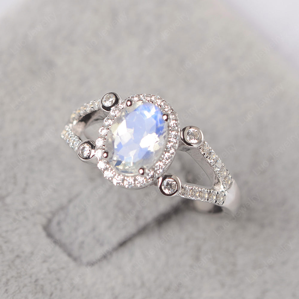 Oval Moonstone Art Deco Engagement Ring Gold - LUO Jewelry