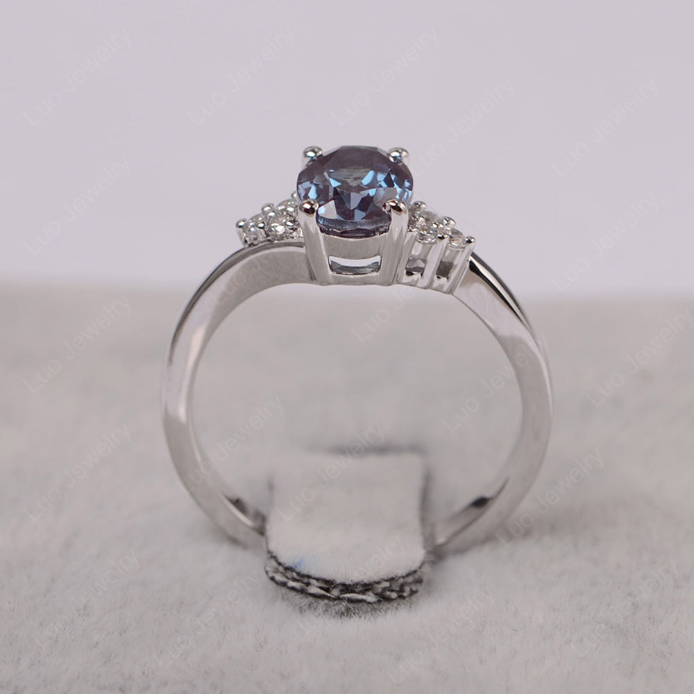 Oval Cut Alexandrite Engagement Ring For Girls - LUO Jewelry