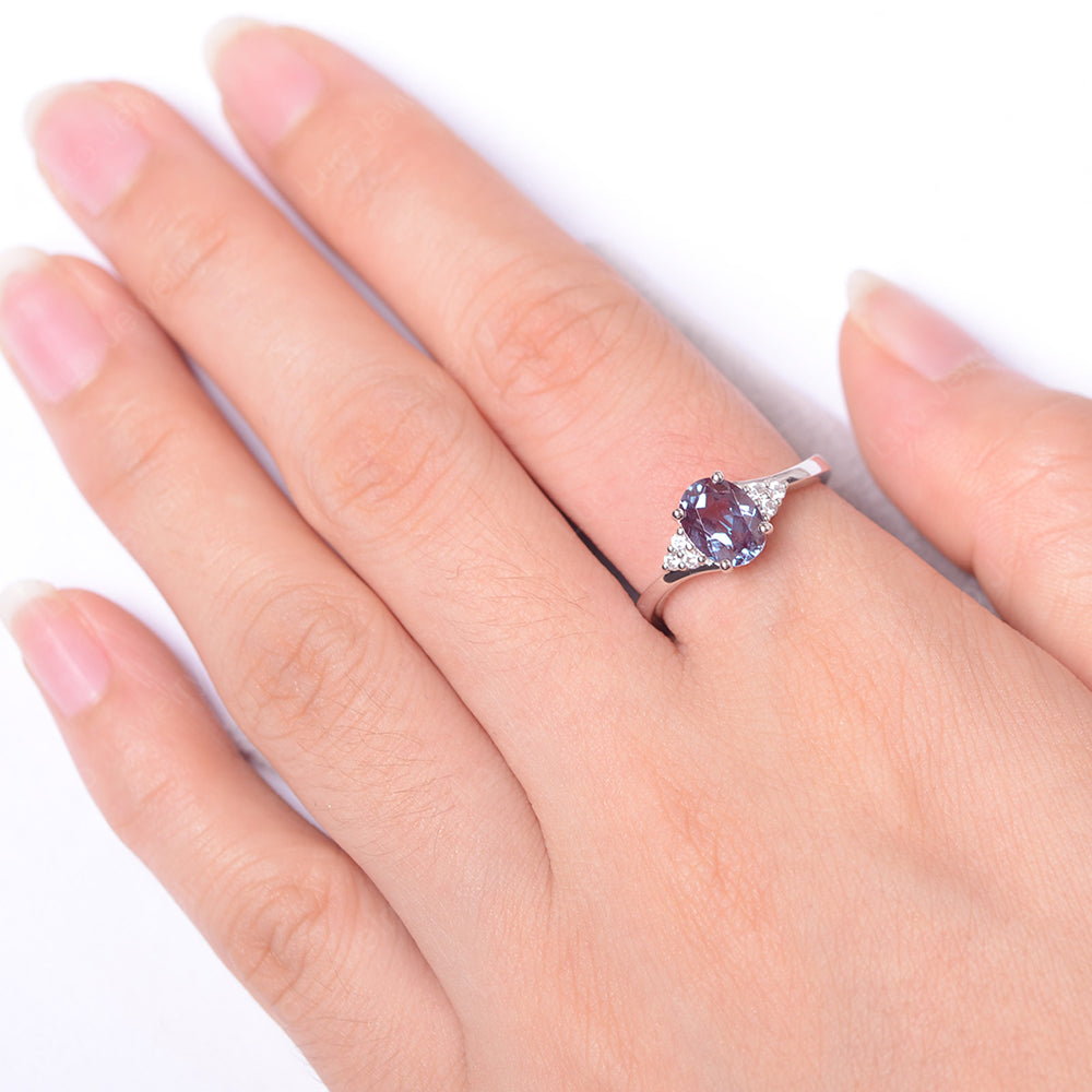 Oval Cut Alexandrite Engagement Ring For Girls - LUO Jewelry