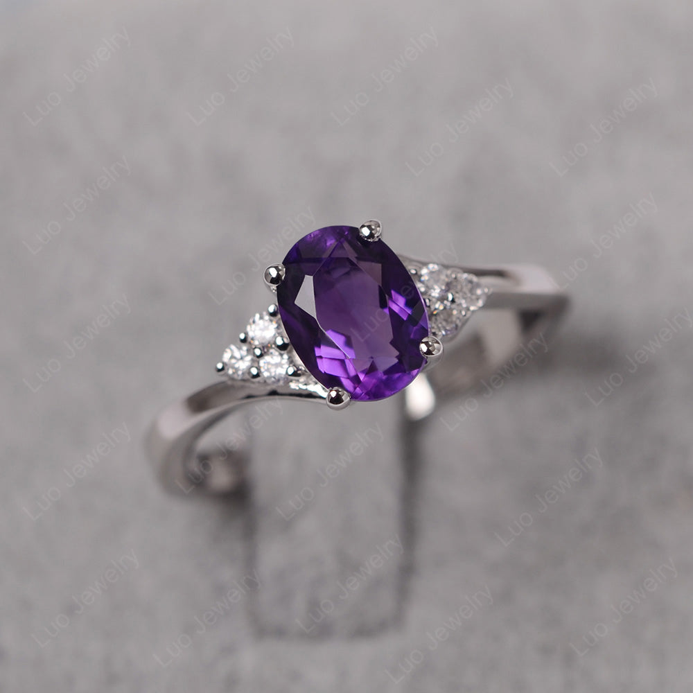 Oval Cut Amethyst Engagement Ring For Girls - LUO Jewelry