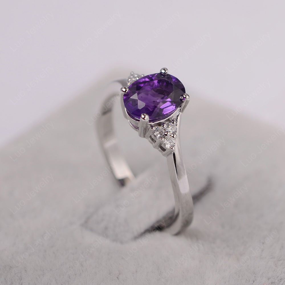 Oval Cut Amethyst Engagement Ring For Girls - LUO Jewelry