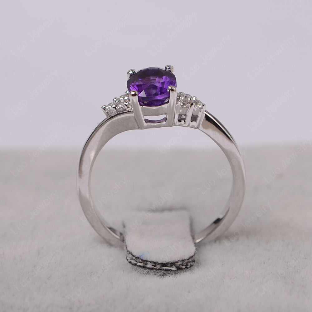Oval Cut Amethyst Engagement Ring For Girls - LUO Jewelry