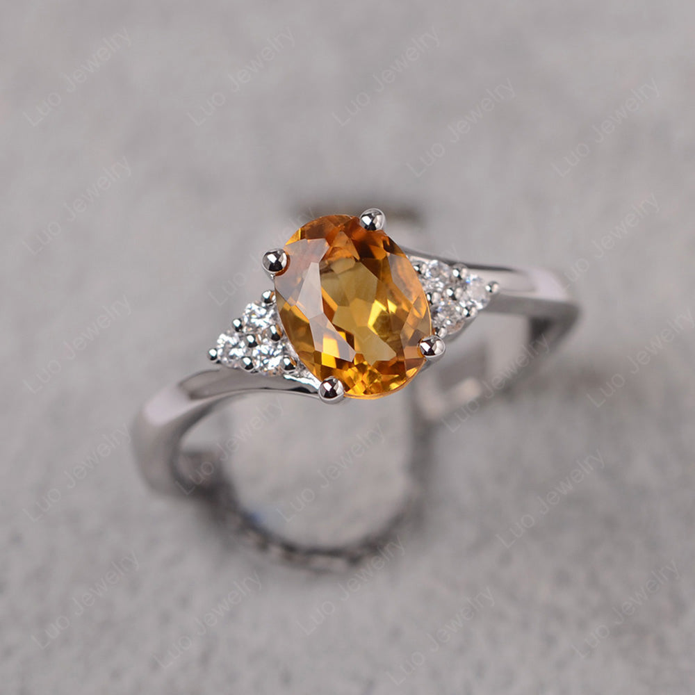 Oval Cut Citrine Engagement Ring For Girls - LUO Jewelry