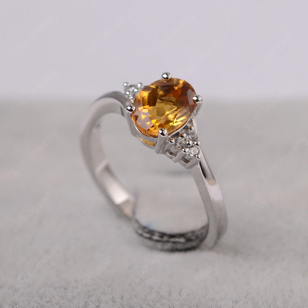 Oval Cut Citrine Engagement Ring For Girls - LUO Jewelry