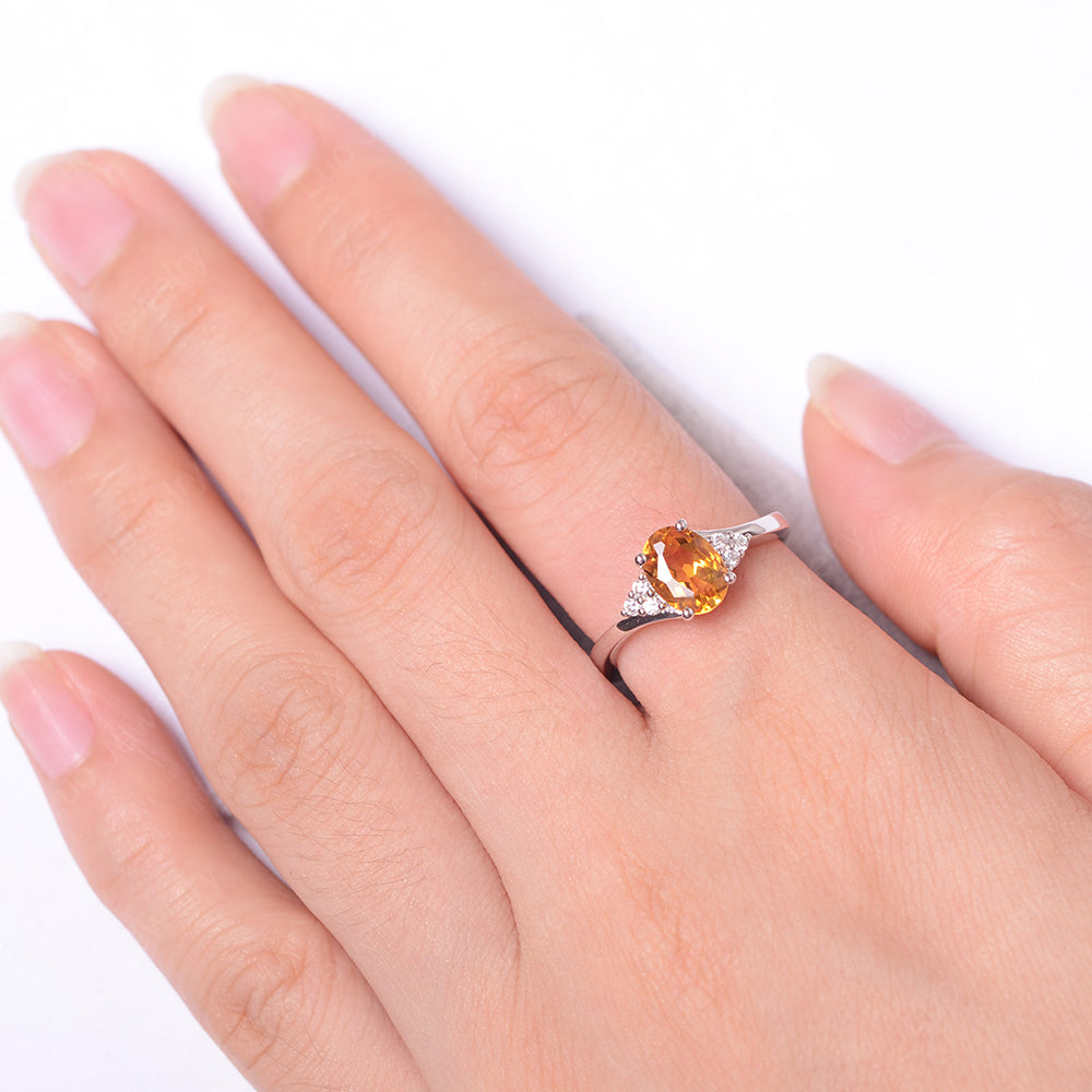 Oval Cut Citrine Engagement Ring For Girls - LUO Jewelry