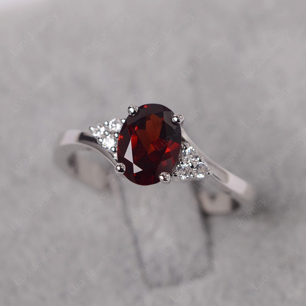 Oval Cut Garnet Engagement Ring For Girls - LUO Jewelry