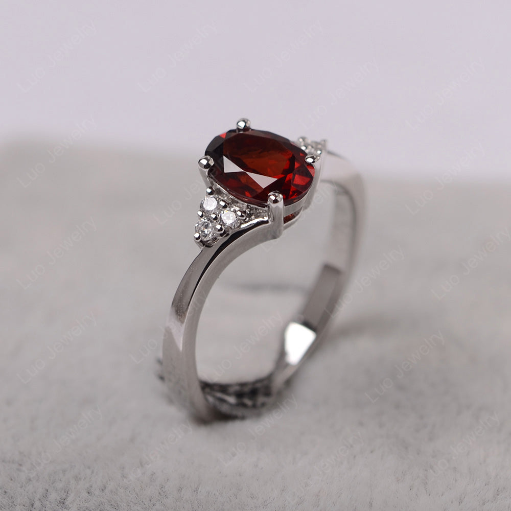 Oval Cut Garnet Engagement Ring For Girls - LUO Jewelry