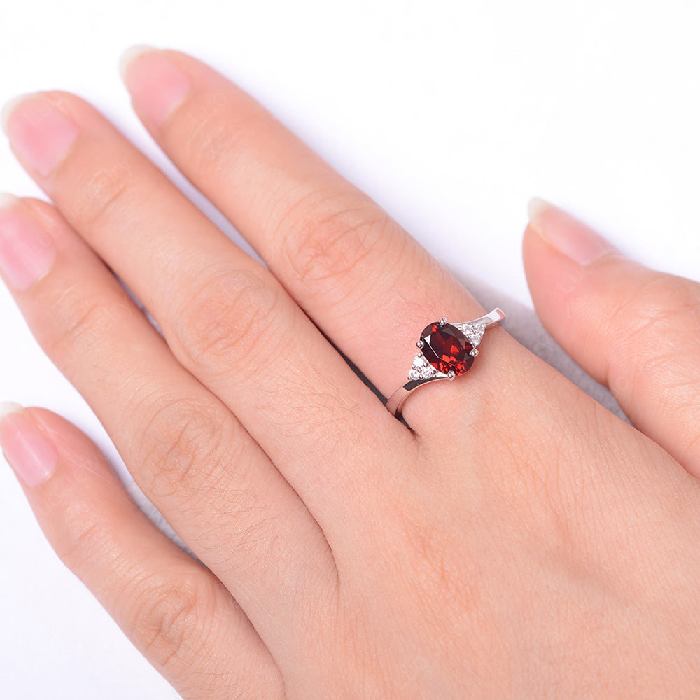 Oval Cut Garnet Engagement Ring For Girls - LUO Jewelry