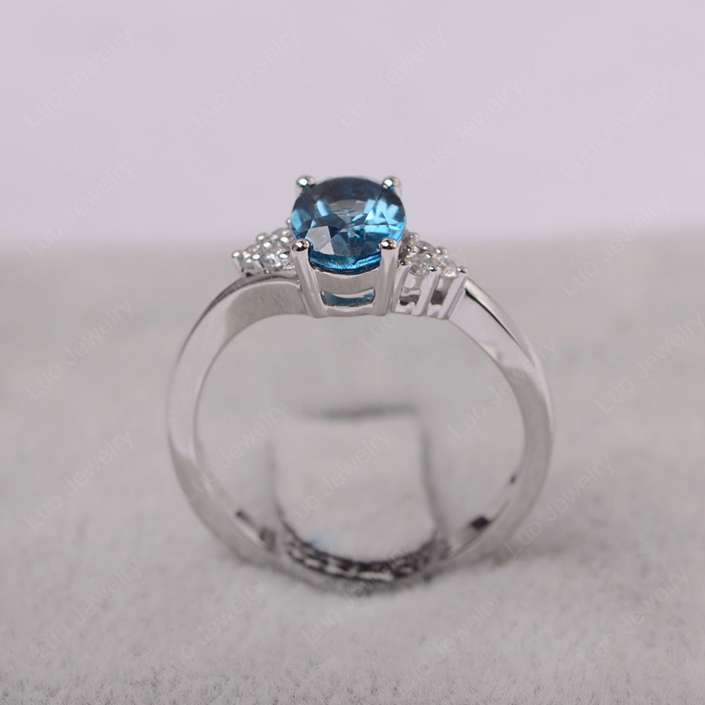 Oval Cut London Blue Topaz Engagement Ring For Girls - LUO Jewelry