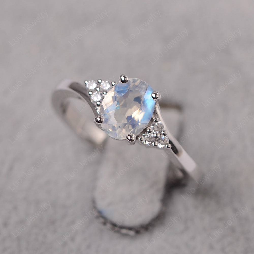 Oval Cut Moonstone Engagement Ring For Girls - LUO Jewelry