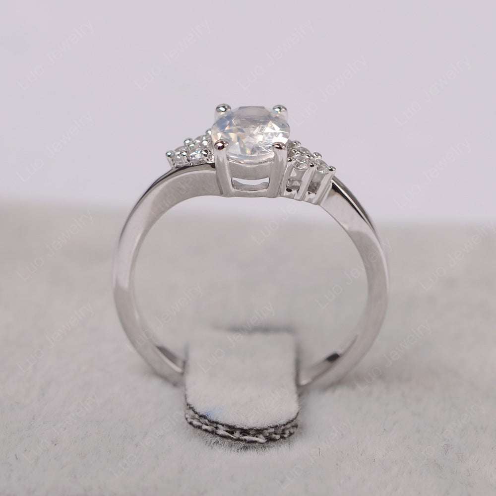 Oval Cut Moonstone Engagement Ring For Girls - LUO Jewelry