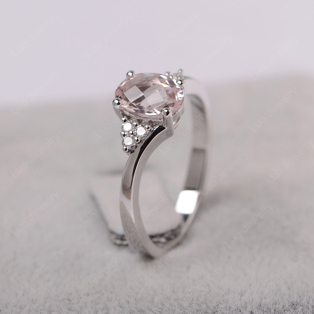 Oval Cut Morganite Engagement Ring For Girls - LUO Jewelry