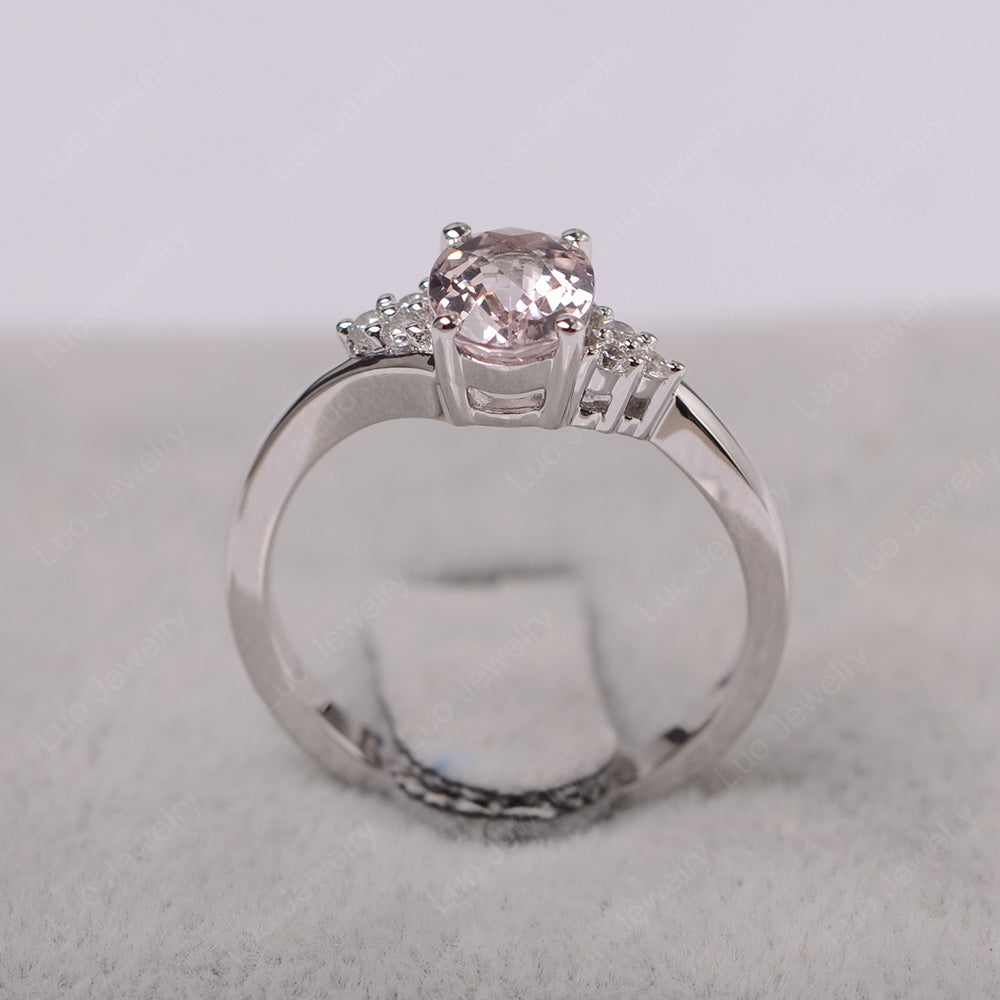 Oval Cut Morganite Engagement Ring For Girls - LUO Jewelry