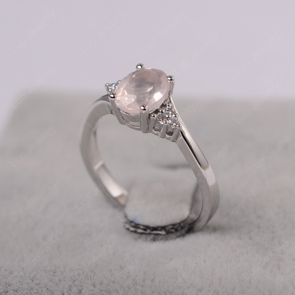 Oval Cut Rose Quartz Engagement Ring For Girls - LUO Jewelry