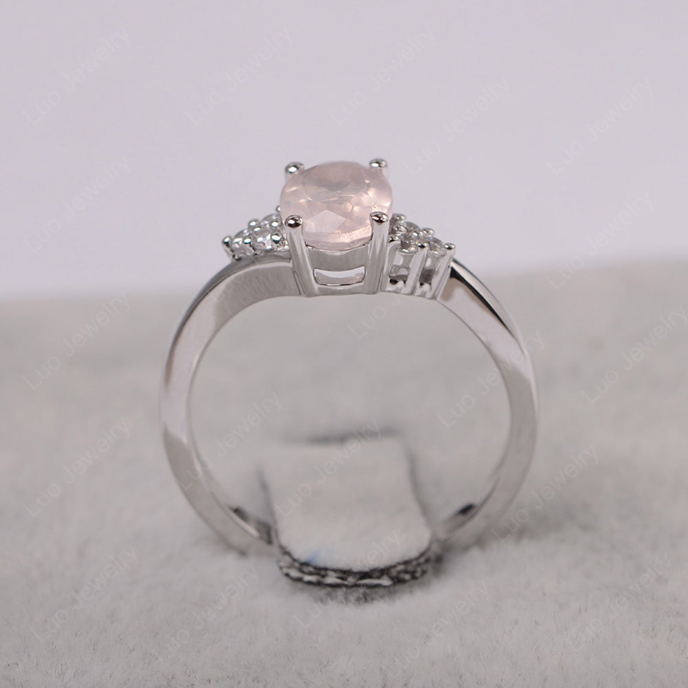 Oval Cut Rose Quartz Engagement Ring For Girls - LUO Jewelry