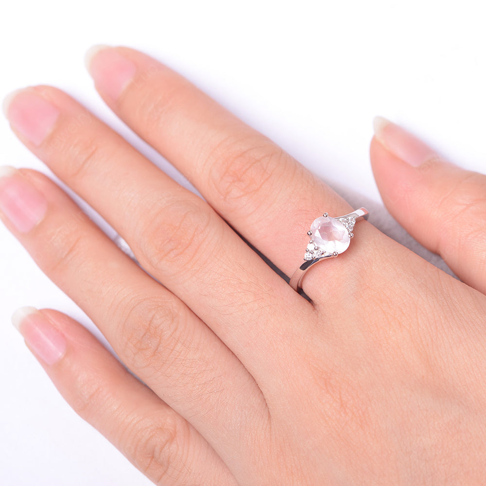 Oval Cut Rose Quartz Engagement Ring For Girls - LUO Jewelry