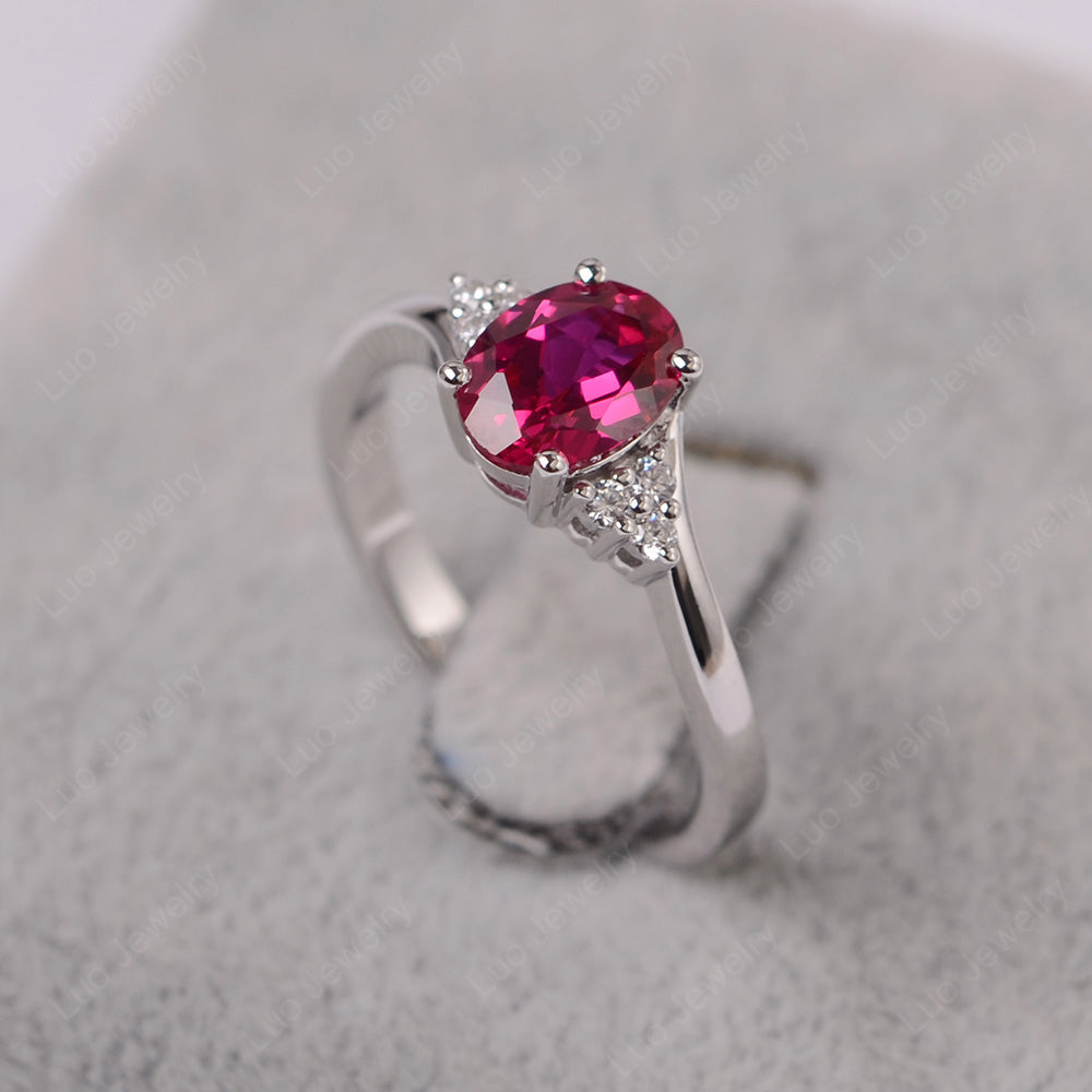 Oval Cut Ruby Engagement Ring For Girls - LUO Jewelry