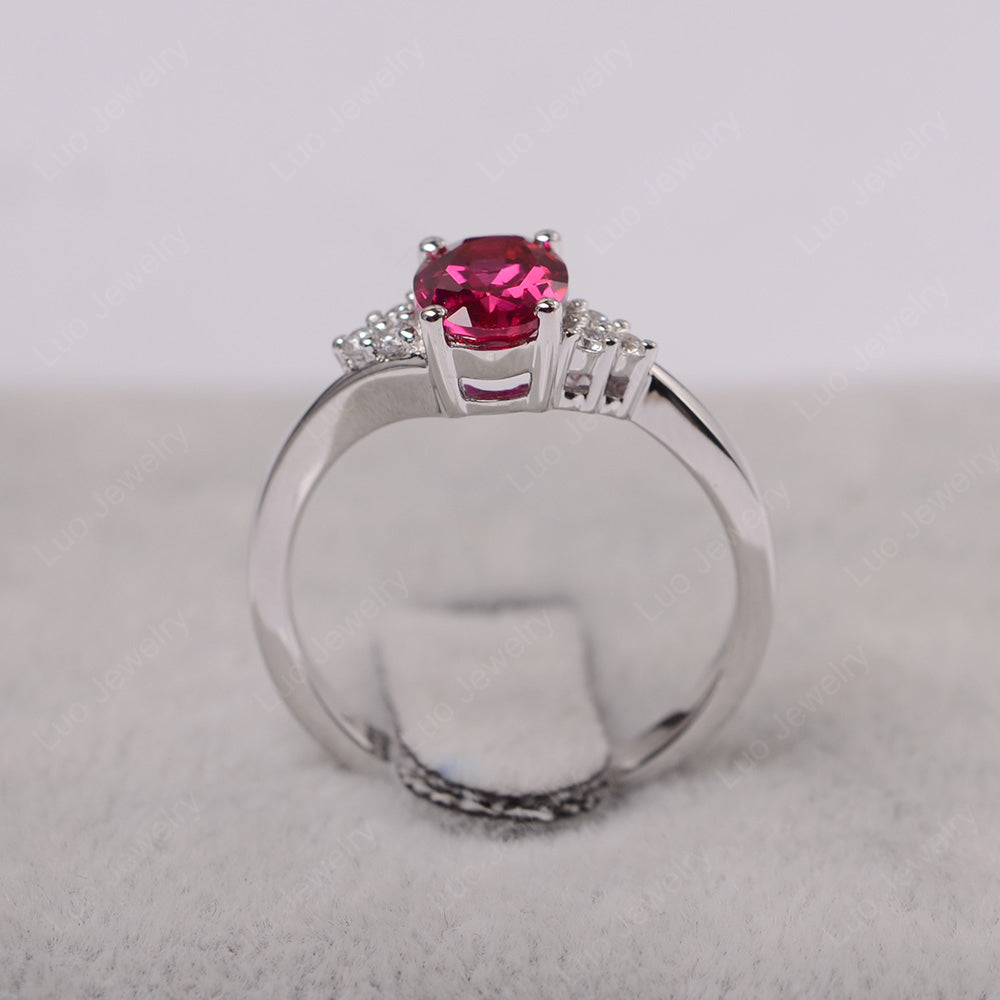 Oval Cut Ruby Engagement Ring For Girls - LUO Jewelry